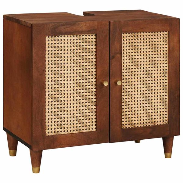 vidaXL K&uacute;peľňov&aacute; skriňa 2 pcs Čierna a zlat&aacute; Mas&iacute;vne mango drevo