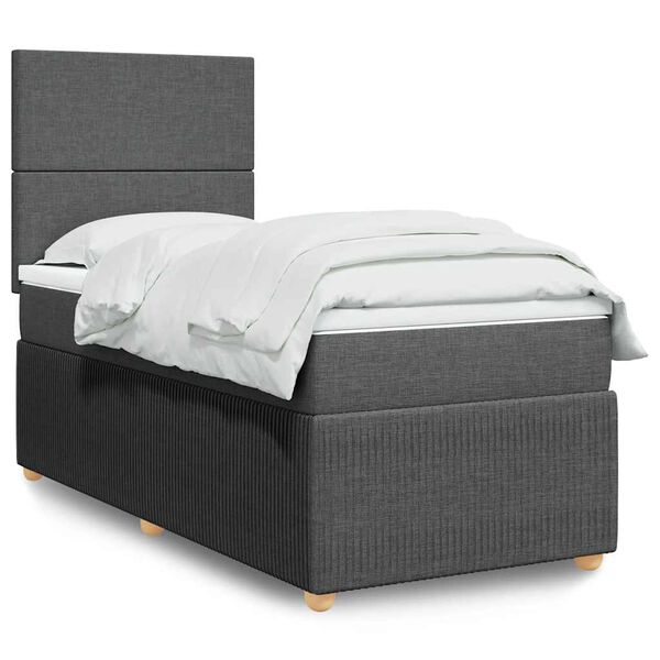vidaXL Boxspring posteľ s matracom tmavosiv&aacute; 90x190 cm l&aacute;tka