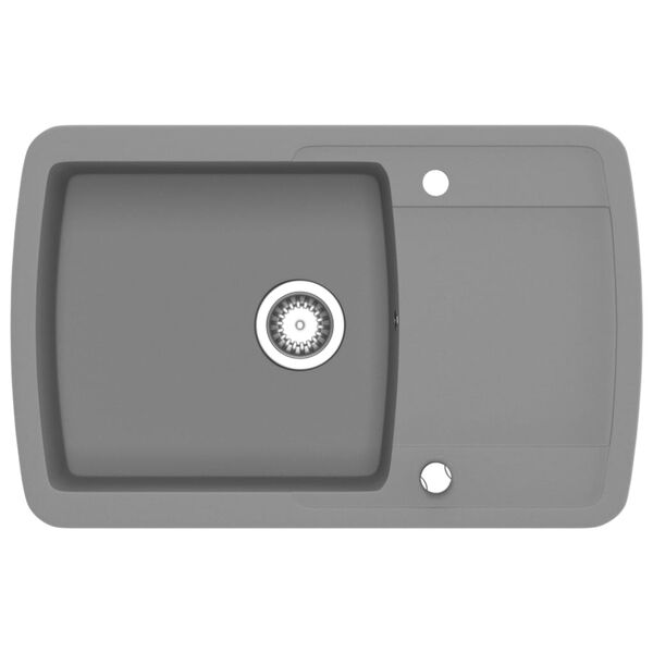 vidaXL Granitov&yacute; kuchynsk&yacute; drez s jednou vaničkou, siv&yacute;