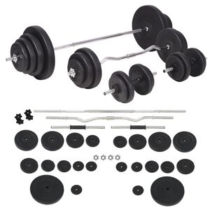 vidaXL S&uacute;prava z&aacute;važ&iacute; a tyč&iacute; barbell a dumbbell, 120 kg