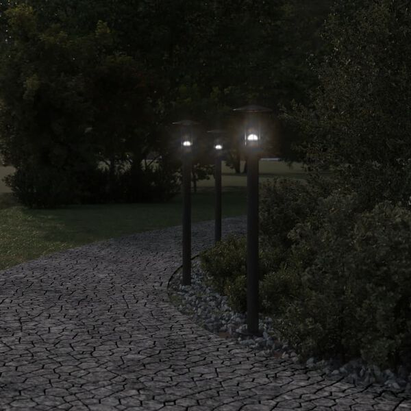 vidaXL Vonkaj&scaron;ia stojaca lampa čierna 100 cm nehrdzavej&uacute;ca oceľ