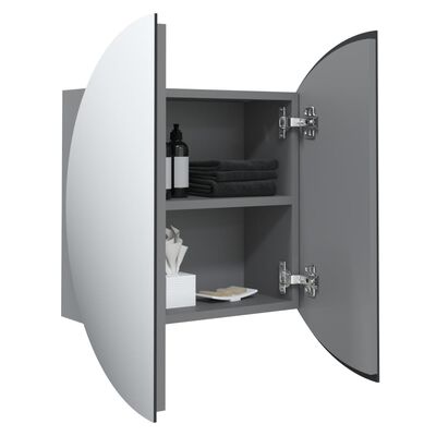 vidaXL Kúpeľňová skrinka s okrúhlym zrkadlom a LED sivá 40x40x17,5 cm