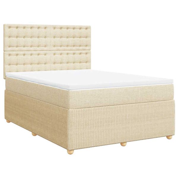 vidaXL Posteľn&yacute; r&aacute;m boxspring s matracom kr&eacute;mov&yacute; 160x200 cm l&aacute;tka