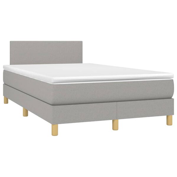 vidaXL Boxspring posteľ s matracom a LED, svetlosiv&aacute; 120x190 cm, l&aacute;tka