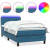 vidaXL Posteľn&yacute; r&aacute;m boxsping s matracom a LED tmavomodr&yacute; 100x220 cm zamat