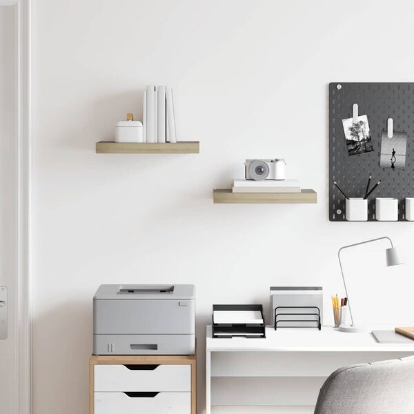 vidaXL Pl&aacute;vaj&uacute;ce n&aacute;stenn&eacute; police 2 ks, dubov&eacute; 40x23x3,8 cm, MDF