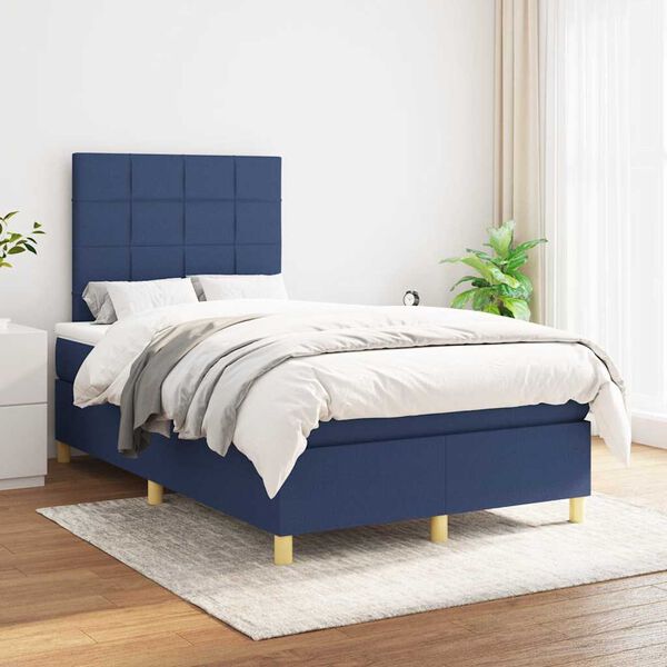 vidaXL Boxspring posteľ s matracom modr&aacute; 120x190 cm l&aacute;tka