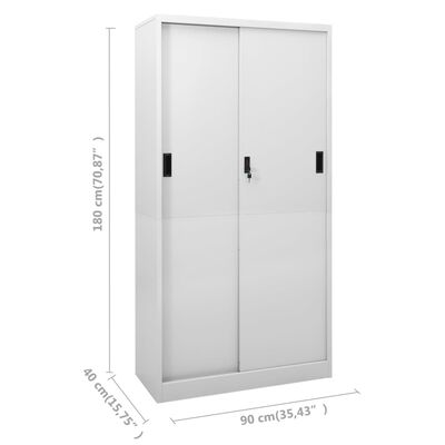 vidaXL Kancelárska skriňa s posuvnými dverami bledosivá 90x40x180 cm oceľ