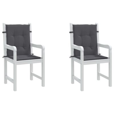 vidaXL Podložky na záhradné stoličky, nízke operadlo 2 ks, antracitové