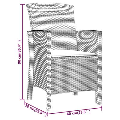 vidaXL Záhradné stoličky 2 ks s podložkami PP ratan hnedé
