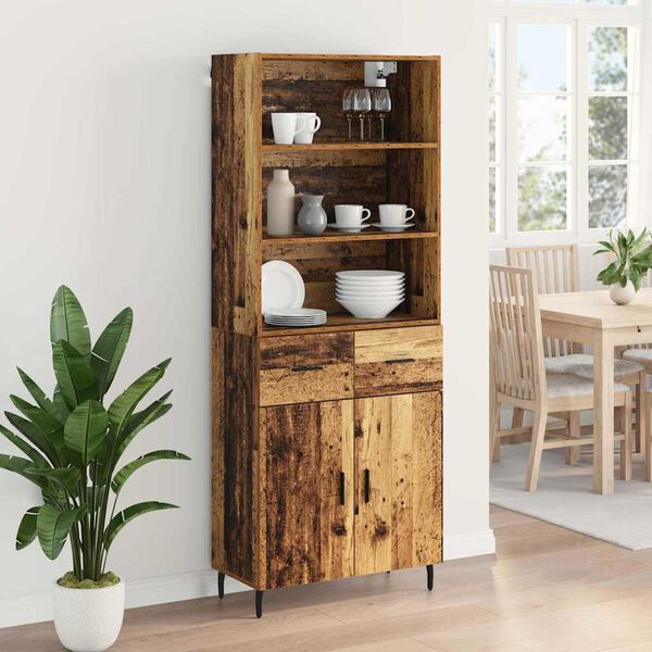 vidaXL Highboard so z&aacute;suvkou Star&eacute; drevo 69,5 x 34 x 180 cm