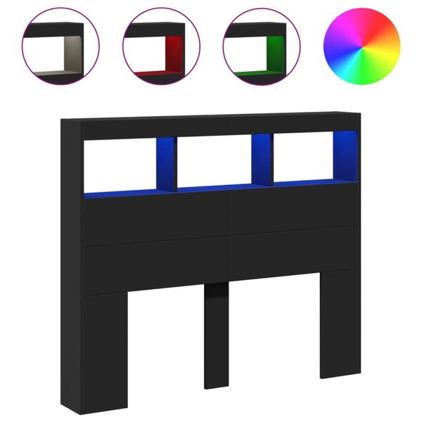 vidaXL Skrinka na čelo postele s LED čierna 120x17x102 cm