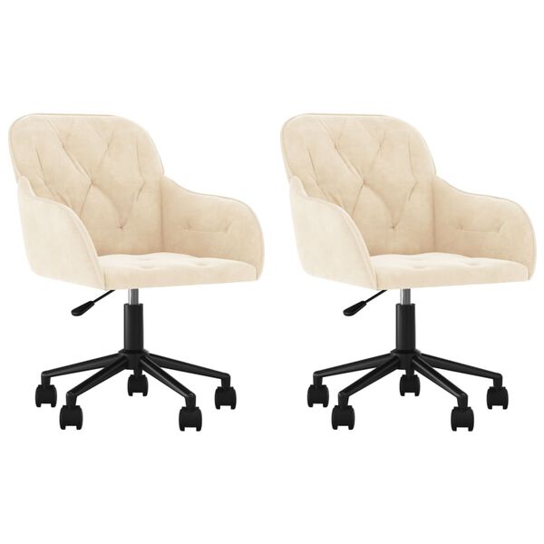 vidaXL Otočné jedálenské stoličky 2 ks krémové zamatové