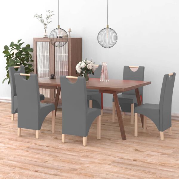 vidaXL Jed&aacute;lensk&eacute; stoličky 6 ks siv&eacute; umel&aacute; koža