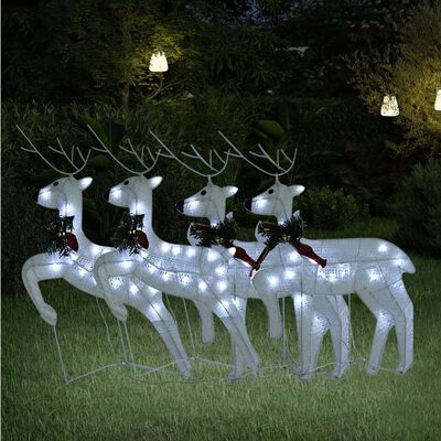 vidaXL Vianočné soby 4 ks biele 80 LED diód