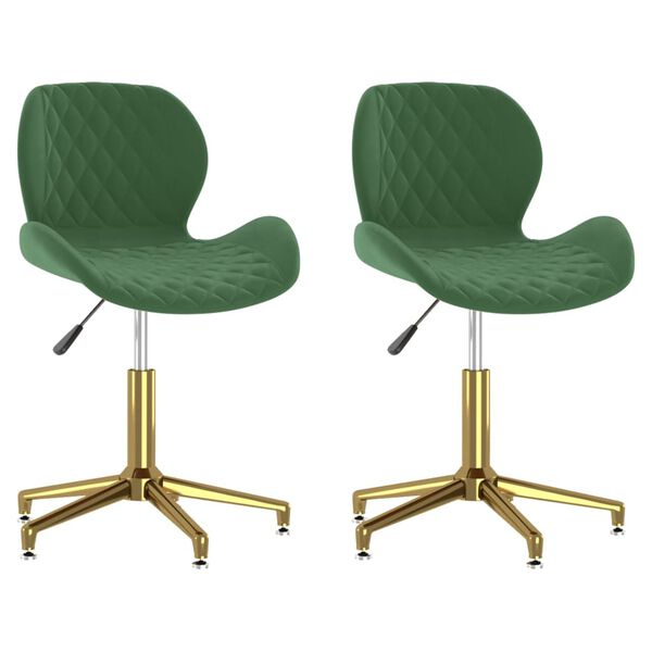 vidaXL Otočn&eacute; jed&aacute;lensk&eacute; stoličky 2 ks tmavozelen&eacute; zamatov&eacute;