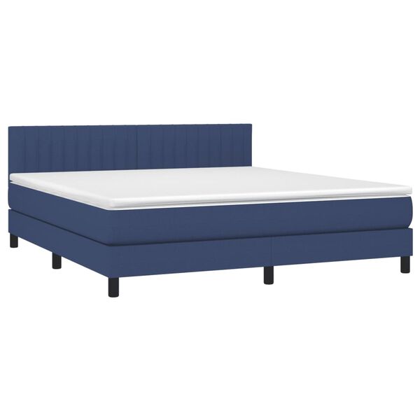 vidaXL Posteľn&yacute; r&aacute;m boxspring s matracom modr&yacute; 160x200 cm l&aacute;tka