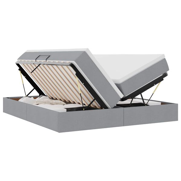 vidaXL Postel s &uacute;ložn&yacute;m prostorem a matrac&iacute; Svetlosiv&aacute; 200 x 200 cm
