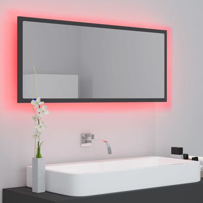 vidaXL Kúpeľňové LED zrkadlo sivé 100x8,5x37 cm akryl