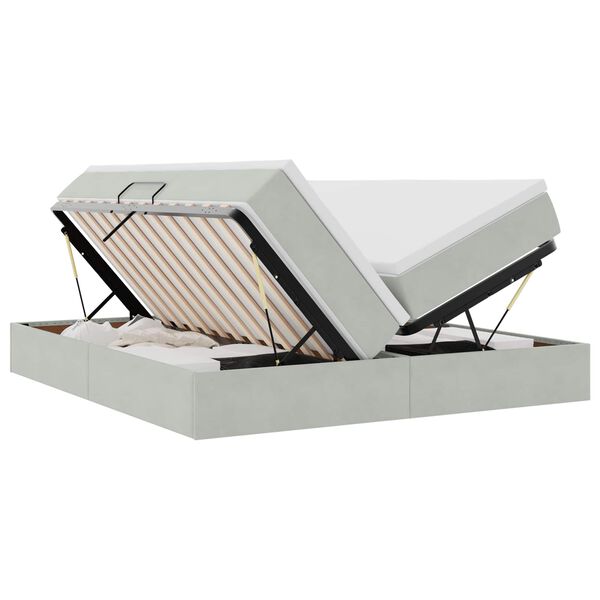 vidaXL Postel s &uacute;ložn&yacute;m prostorem a matrac&iacute; Svetlosiv&aacute; 200 x 200 cm