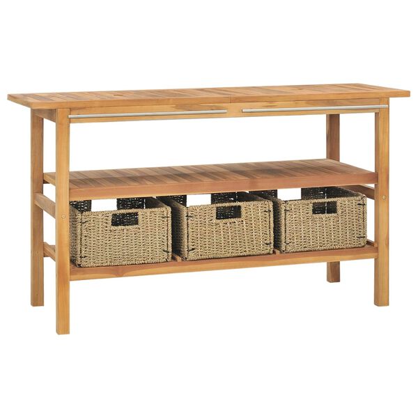 vidaXL Kúpelňová skrinka a krémové mramorové umývadlá tíkový masív