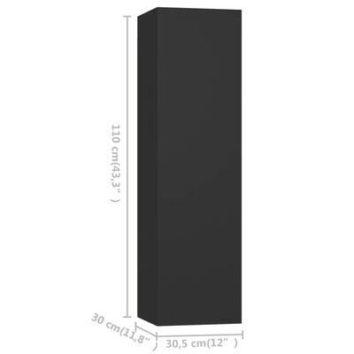 vidaXL 7-dielna súprava TV skriniek čierna drevotrieska