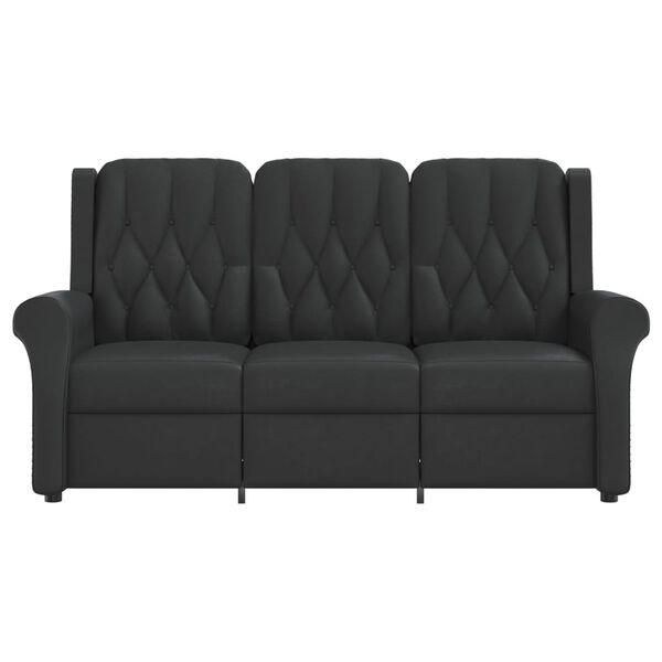 vidaXL 3-miestne sklápacie masážne kreslo, čierne, lesklá umelá koža