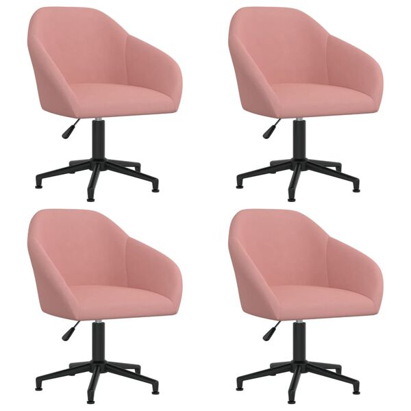 vidaXL Otočn&eacute; jed&aacute;lensk&eacute; stoličky 4 ks ružov&eacute; zamatov&eacute;