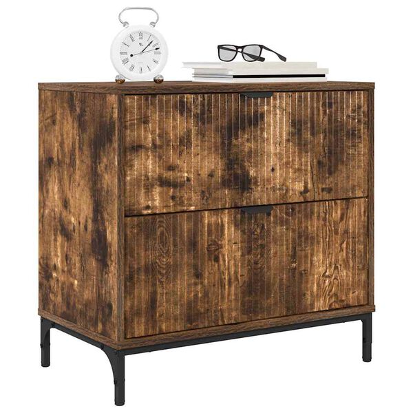 vidaXL Nočný stolík Tmavý dub 63.5 x 36 x 61 cm Kompozitné drevo