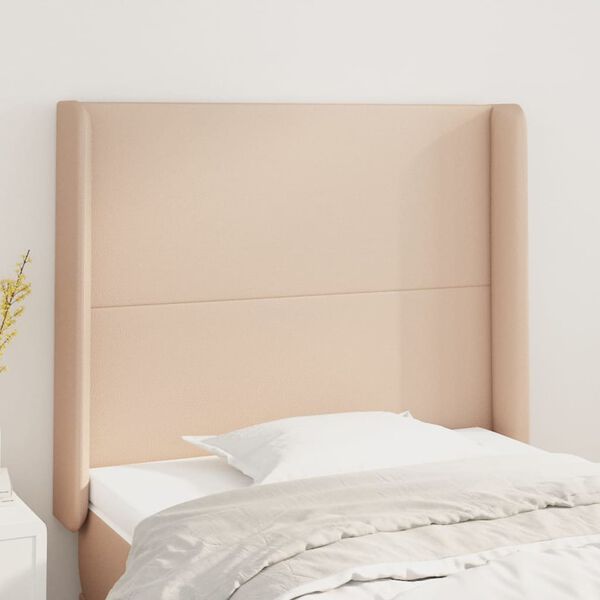 vidaXL Čelo postele so záhybmi kapučínové 83x16x118/128 cm umelá koža