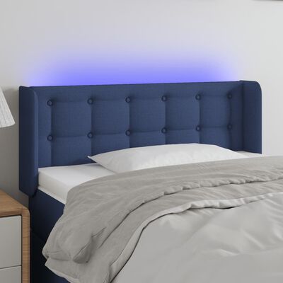 vidaXL Čelo postele s LED modré 103x16x78/88 cm látka