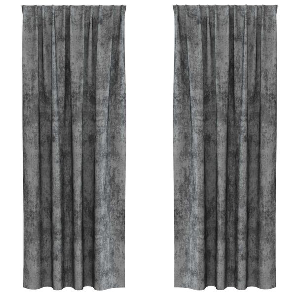 vidaXL Sametov&eacute; z&aacute;vesy so z&aacute;clonami 2 pcs Siv&aacute; 245 x 140 cm Zamat