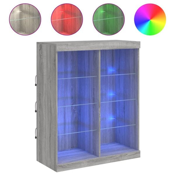 vidaXL Komoda s LED svetlami siv&yacute; dub sonoma 81x37x100 cm