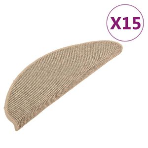 vidaXL Schodov&eacute; rohože 15 ks 65x21x4 cm tmavo b&eacute;žov&eacute;, polkruhov&eacute;, veľk&eacute;