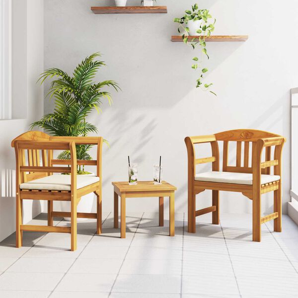 vidaXL S&uacute;prava pohoviek s ružou do z&aacute;hrady 3 pcs Pevn&eacute; ak&aacute;ciov&eacute; drevo