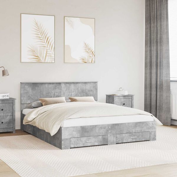 vidaXL R&aacute;m postele Bet&oacute;nov&aacute; &scaron;ed&aacute; 160 x 200 cm Kompozitn&eacute; drevo