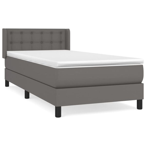 vidaXL Boxspring posteľ s matracom siv&aacute; 90x190 cm umel&aacute; koža