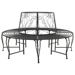 vidaXL Stromov&aacute; lavička 8-Počet miest &Oslash; 160 x 89 cm Oceľ Čierna