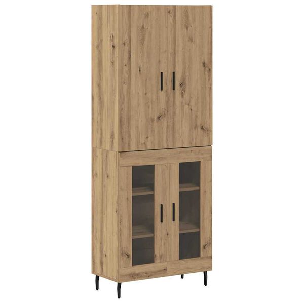 vidaXL Highboard 2 pcs Star&eacute; drevo Drevovl&aacute;knit&aacute; doska a sklo