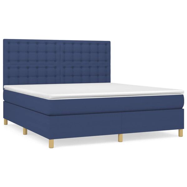 vidaXL Posteľn&yacute; r&aacute;m boxspring s matracom modr&yacute; 160x200 cm l&aacute;tka