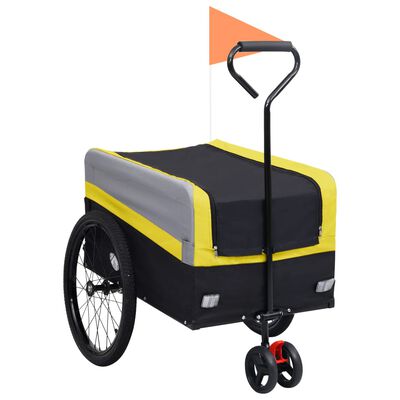 vidaXL Príves za bicykel a ručný vozík XXL 2-v-1 žlto-sivý a čierny