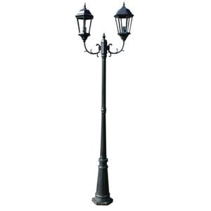 vidaXL Stĺpov&eacute; z&aacute;hradn&eacute; svetlo, 2-ramenn&eacute; 230 cm, zelenočierne, hlin&iacute;k