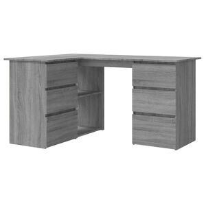 vidaXL Rohov&yacute; st&ocirc;l siv&yacute; dub sonoma 145x100x76 cm spracovan&eacute; drevo
