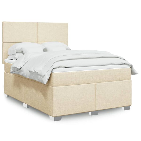 vidaXL Posteľn&yacute; r&aacute;m boxspring s matracom kr&eacute;mov&yacute; 140x200 cm l&aacute;tka