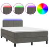 vidaXL Posteľ boxsping s matracom a LED tmavosiv&aacute; 120x200 cm zamat