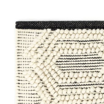 vidaXL Ručne tkaný koberec, vlna 80x150 cm, biely/čierny