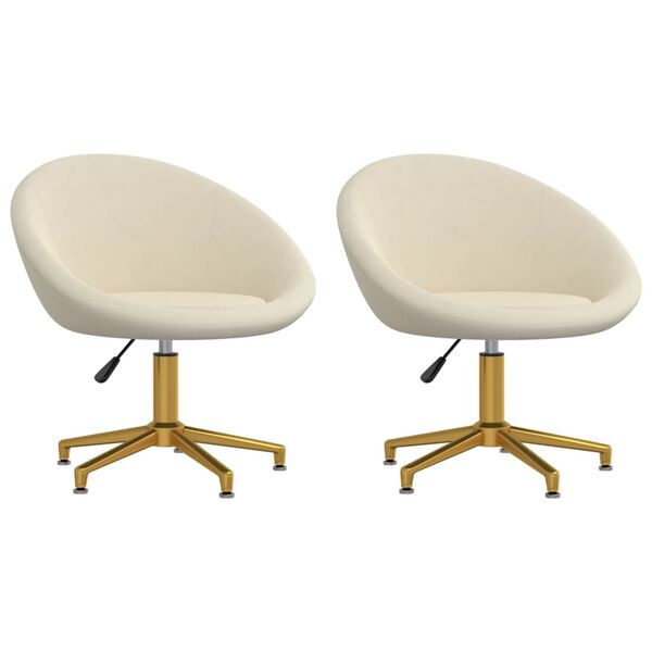 vidaXL Jed&aacute;lensk&eacute; stoličky 2 ks kr&eacute;mov&eacute; zamatov&eacute;