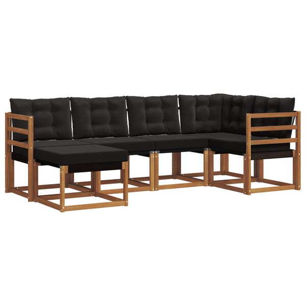 vidaXL Z&aacute;hradn&aacute; s&uacute;prava gaučov s vank&uacute;&scaron;om 6 pcs Pr&iacute;rodn&aacute; a čierna