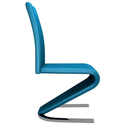 vidaXL Jedálenské stoličky, cikcakový tvar 2 ks, modré, umelá koža