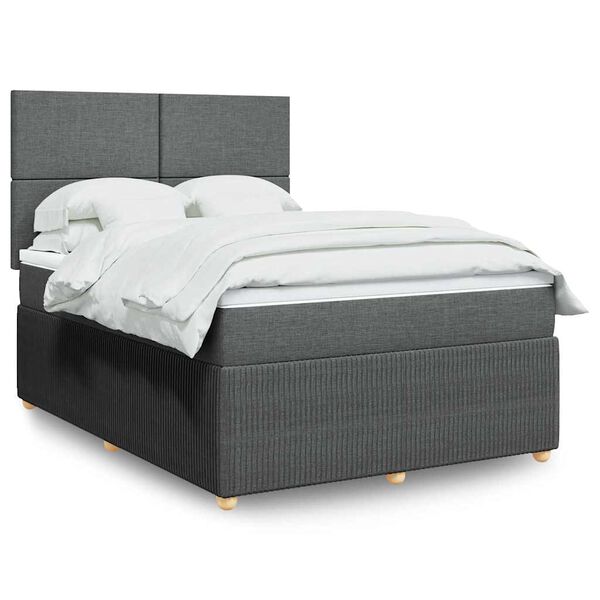 vidaXL Boxspring posteľ s matracom tmavosiv&aacute; 140x200 cm l&aacute;tka